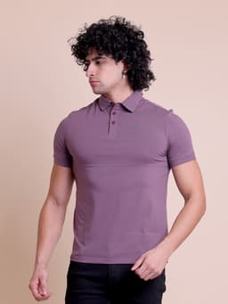BASIC STRETCHABLE POLO NECK HALF SLEEVE T-SHIRT