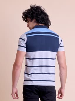 STRIPE POLO NECK HALF SLEEVE T-SHIRT
