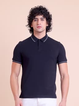 BASIC PREMIUM STRETCHABLE POLO NECK HALF SLEEVE T-SHIRT