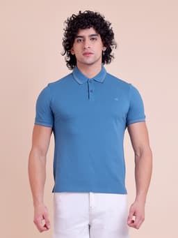 BASIC PREMIUM STRETCHABLE POLO NECK HALF SLEEVE T-SHIRT