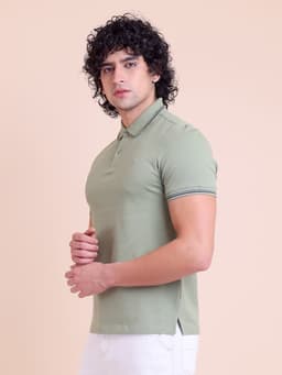 BASIC PREMIUM STRETCHABLE POLO NECK HALF SLEEVE T-SHIRT