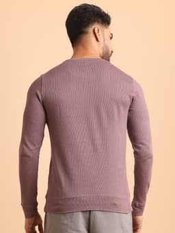 PREMIUM ROUND NECK FULL SLEEVE RIB T-SHIRT WITH GRIP - BERRY