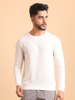 PREMIUM ROUND NECK FULL SLEEVE RIB T-SHIRT WITH GRIP-OFFWHITE