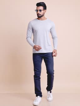 BASIC ROUND NECK FULL SLEEVE - GREYMELANGE