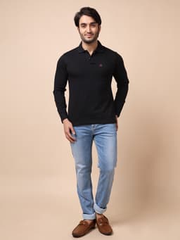 BASIC POLO NECK FULL SLEEVE - BLACK