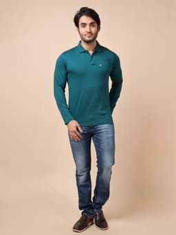 BASIC POLO NECK FULL SLEEVE - BOTTLEGREEN