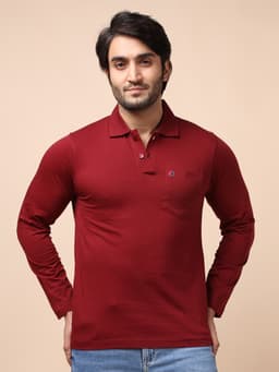 BASIC POLO NECK FULL SLEEVE - MAROON