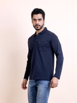 BASIC POLO NECK FULL SLEEVE - NAVY