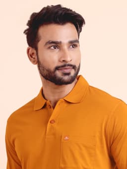 BASIC POLO NECK FULL SLEEVE - PEANUTBROWN