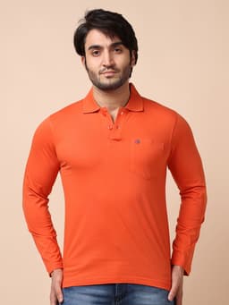 BASIC POLO NECK FULL SLEEVE - RUST