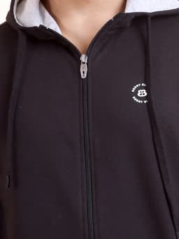 BASIC PREMIUM FLEECE FULL SLEEVE HOODY SWEAT SHIRT - BLACK