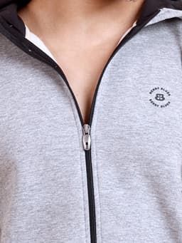 BASIC PREMIUM FLEECE FULL SLEEVE HOODY SWEAT SHIRT - GREYMELANGE
