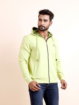 BASIC PREMIUM FLEECE FULL SLEEVE HOODY SWEAT SHIRT - LIME
