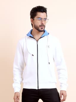 BASIC PREMIUM FLEECE FULL SLEEVE HOODY SWEAT SHIRT - OFFWHITE