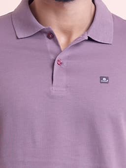 PREMIUM POLO NECK HALF SLEEVE RIB T-SHIRT-BERRY