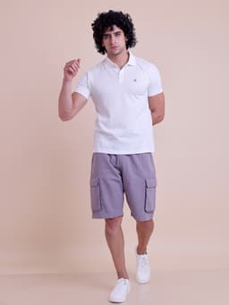 PREMIUM POLO NECK HALF SLEEVE RIB T-SHIRT-OFFWHITE