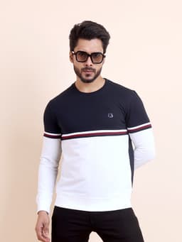 PREMIUM LOOPKNIT CUT AND SEW FULL SLEEVE ROUND NECK SWEAT SHIRT - NAVY