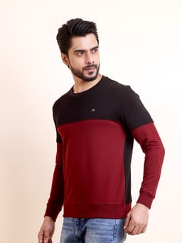 PREMIUM LOOPKNIT CUT AND SEW FULL SLEEVE ROUND NECK SWEAT SHIRT - MAROON