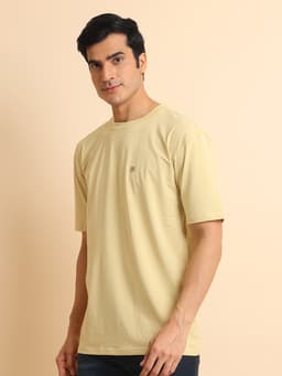 BASIC STRETCHABLE OVERSIZE ROUND NECK HALF SLEEVE - BEIGE