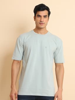 BASIC STRETCHABLE OVERSIZE ROUND NECK HALF SLEEVE - GREY