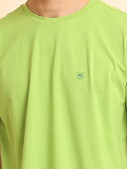 BASIC STRETCHABLE OVERSIZE ROUND NECK HALF SLEEVE - KELLYGREEN