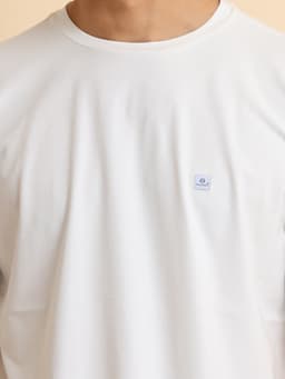 BASIC STRETCHABLE OVERSIZE ROUND NECK HALF SLEEVE - OFFWHITE