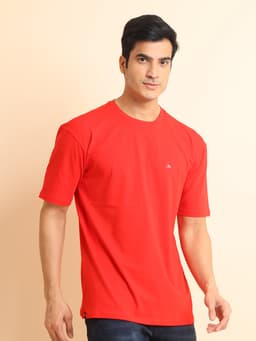 BASIC STRETCHABLE OVERSIZE ROUND NECK HALF SLEEVE - RED