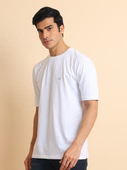 BASIC STRETCHABLE OVERSIZE ROUND NECK HALF SLEEVE - WHITE