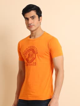 FASHION REGULAR FIT PREMIUM WASHED PRINTED ROUND NECK HALF SLEEVE TSHIRT - WASHEDRUST