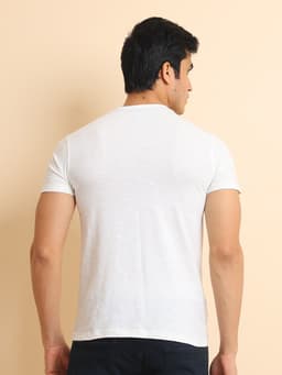 FASHION REGULAR FIT PREMIUM PRINTED ROUND NECK HALF SLEEVE TSHIRT - WHITE