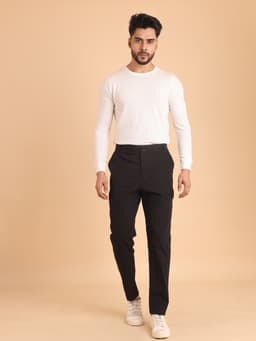 PREMIUM 100% COTTON TWILL MIDRISE SIX POCKETS CARGO PANTS - BLACK