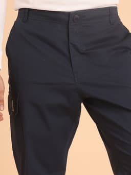 PREMIUM 100% COTTON TWILL MIDRISE SIX POCKETS CARGO PANTS - NAVY