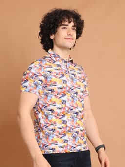 DIGITAL PRINTED PREMIUM STRETCHABLE POLO NECK HALF SLEEVE TSHIRT - PANTHER