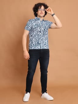 DIGITAL PRINTED PREMIUM STRETCHABLE POLO NECK HALF SLEEVE TSHIRT - ZEBRA
