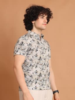 DIGITAL PRINTED PREMIUM STRETCHABLE POLO NECK HALF SLEEVE TSHIRT - LAVENDER