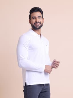 BASIC POLO NECK FULL SLEEVE - WHITE