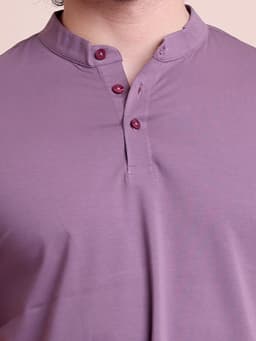 BASIC STRETCHABLE MANDARIN COLLAR HALF SLEEVE T-SHIRT